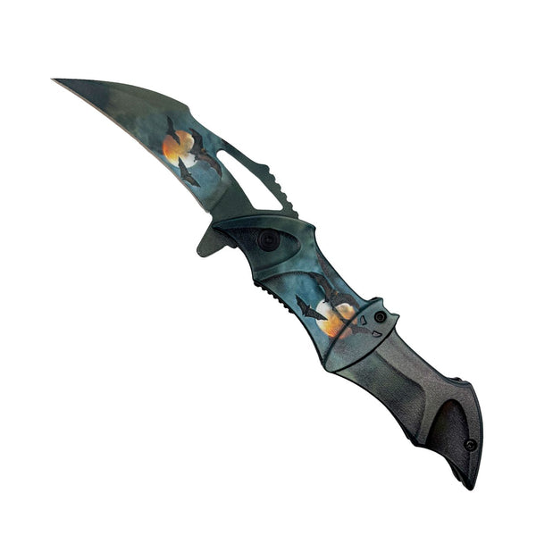 Iconic design spring assisted bat knife with ABS handle