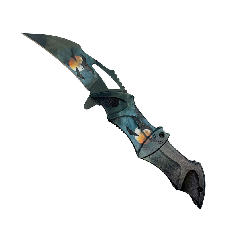 Iconic design spring assisted bat knife with ABS handle