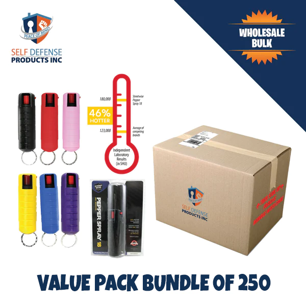 250 Units Mix Colors Hard Case Pepper Sprays with Key-Chains