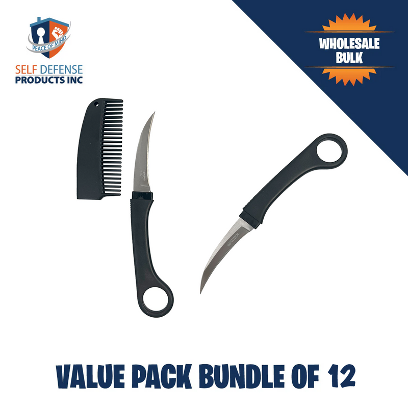 Bulk discount bundle for curved combs with hidden knife inside the handle.