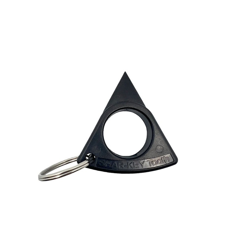 The Streetwise Sahr-Key tooth keychain for self defense protection close up view in the color black.