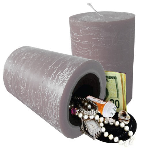 Clever diversion safe that is a candle with hidden compartment to secure valuables.