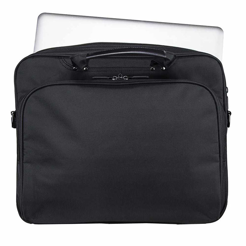 CCW laptop briefcase in the color black shown in the closed position