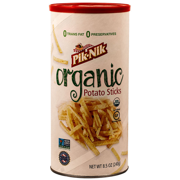 Can of Pik-Nik Organic Potato Sticks with secret hidden compartment.