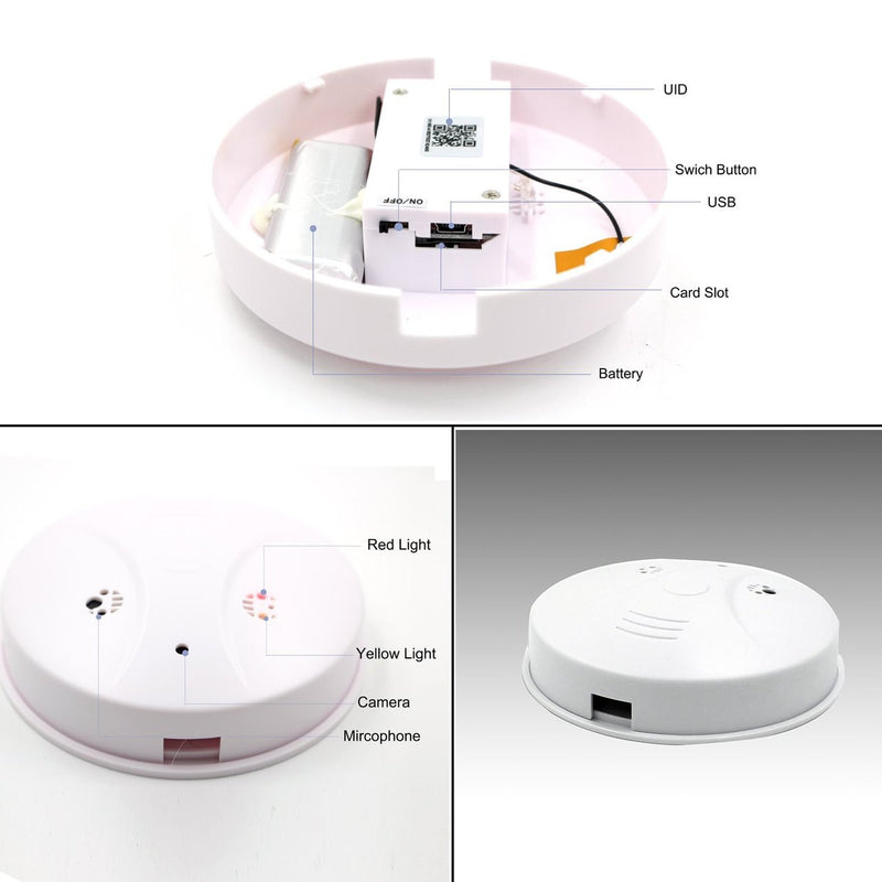 Smoke detector (non-working smoke detector) withhidden spy camera inside specs.