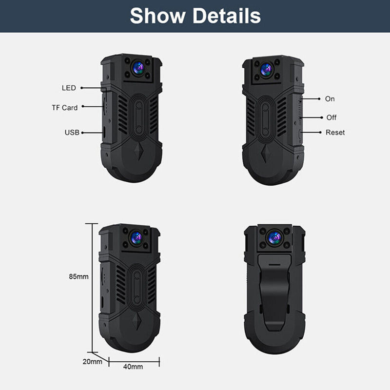 HD Body Camera with Night Vision and Tilt Lens features shown.