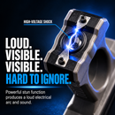 Streetwise Sting Ring Pro rechargeable contact stun gun with built-in three-mode flashlight includes high voltage power.