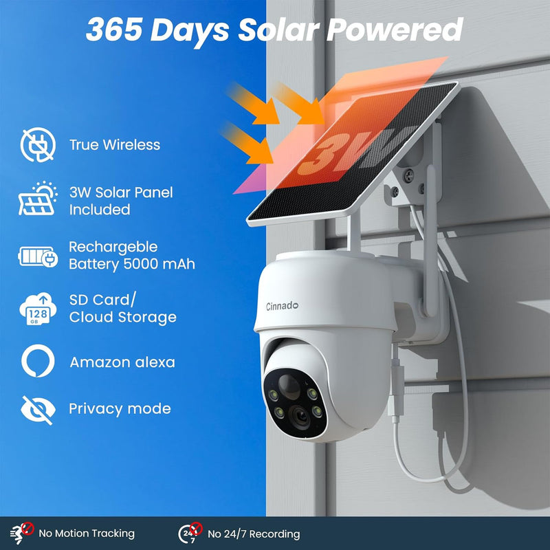 Home Security-2.4G WiFi Outdoor Camera Wireless Solar/Battery Powered 2 Pack
