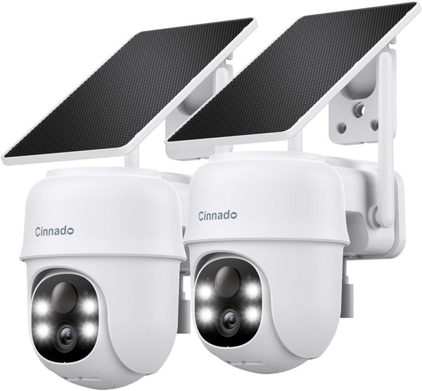 Home Security-2.4G WiFi Outdoor Camera Wireless Solar/Battery Powered 2 Pack