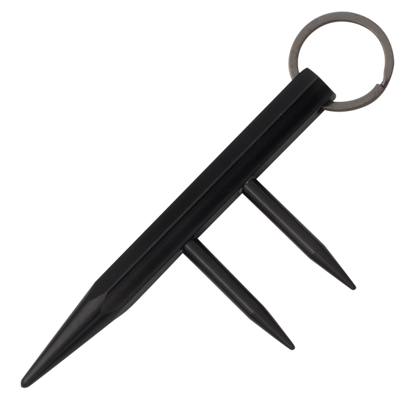 Kubaton Key Ring Black with Finger Spikes 5.5 Inches