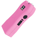Pink stun gun with visible brand logo on a white background