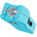 Close up view stun probes for the Lifeguard auto stun gun color teal.