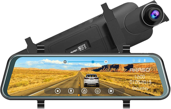 Car dash camera sees in front and in back