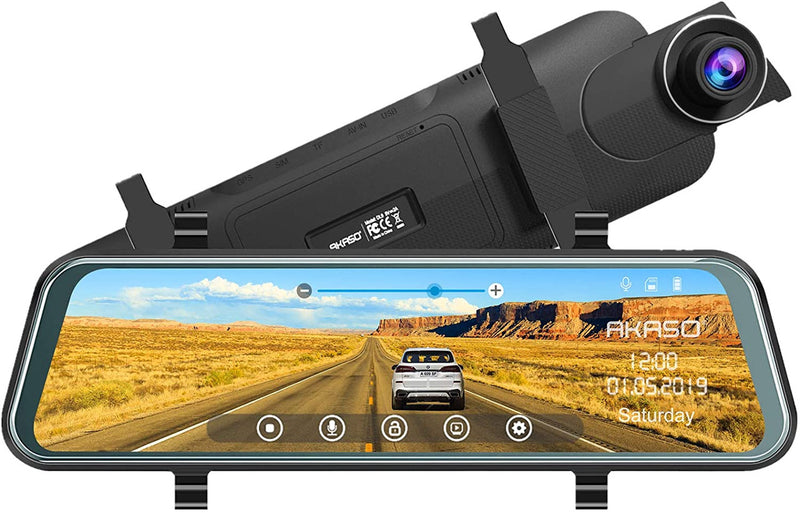 Car dash camera sees in front and in back