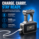 Streetwise Sting Ring Pro rechargeable contact stun gun with built-in three-mode flashlight that is rechargeable with USB cable.