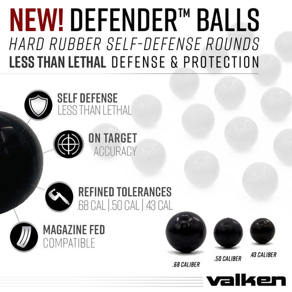 Valken Defender .50 Caliber Hard Rubber Balls - 25ct