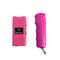 Powerful stun gun and gel pepepr spray bundle for women and men self defense protection color hot pink.