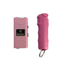 Powerful stun gun and gel pepepr spray bundle for women and men self defense protection color pink.