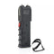 Black stun gun with a safety lanyard.