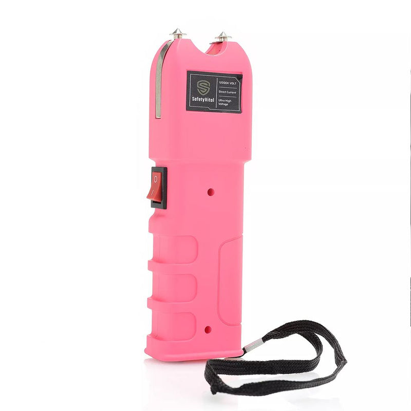 Vital brand color pink stun gun with a safety lanyard.