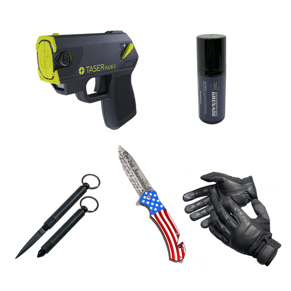 Bundle Taser Pulse 2 - Knife - Kubaton - Pepper Spray Grenade - SAP Gloves