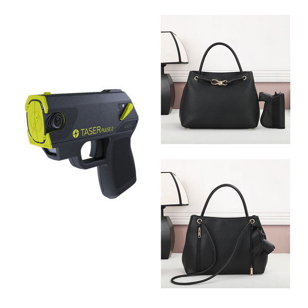 The Taser Pulse 2 bundle includes color black CCW purse handbag for women safety.