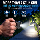 Streetwise Sting Ring Pro rechargeable contact stun gun with built-in three-mode flashlight with high, low and strobe light options.