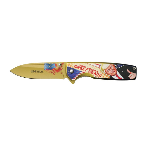 TRUMP 2024 Gold MAGA Assisted-Open Pocket Knife Make America Great Again