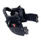 Black tactical vest platte carrier with multiple straps and pouches open view.