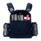 Black tactical vest platte carrier with mags shown.