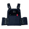 Black tactical vest platte carrier with multiple straps and pouches.