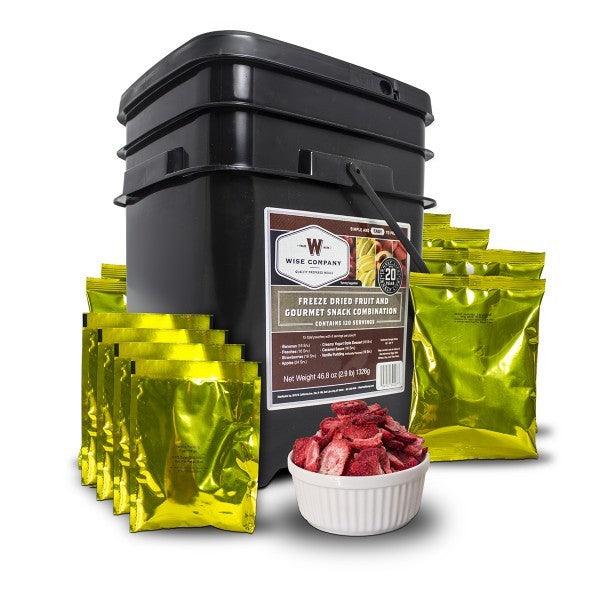 Long term emergency food with 120 servings Wise fruit survival bucket with 20 year shelf life.