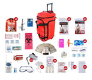 4 person deluxe survival kit the items are packed securely in our Large Wheel Bag. This large duffle bag features multiple pockets and wheels for easy mobility