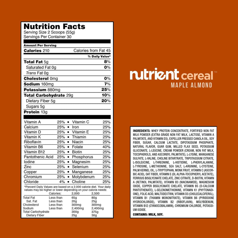 Nutrient (30 servings) Cereal Bulk Chocolate or Maple Almond