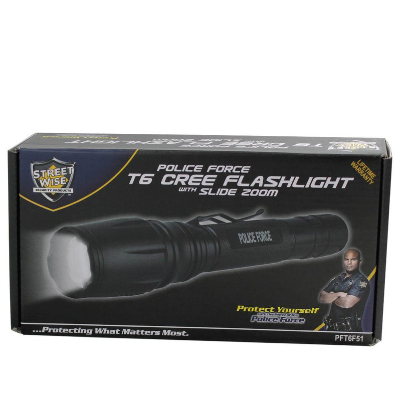 Police Force T6 Cree Flashlight w/ Slide Zoom