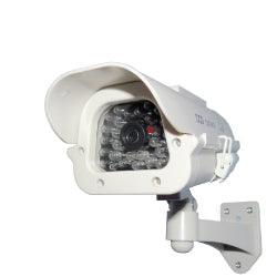 Dummy surveillance camera with solar powered light. 