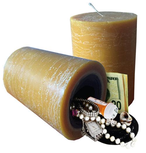 Real working candle that is also a diversion safe with hidden compartment to hide valuables inside safely.