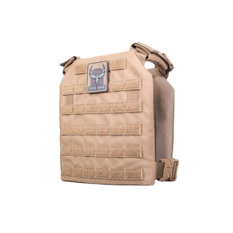 The AR500 Armor Guardian plate in the color coyote brown.