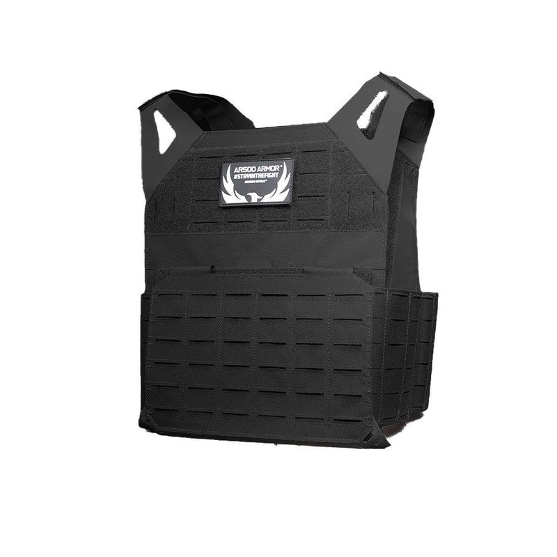 The AR500 Invictus ballistic plate carrier in the color black.