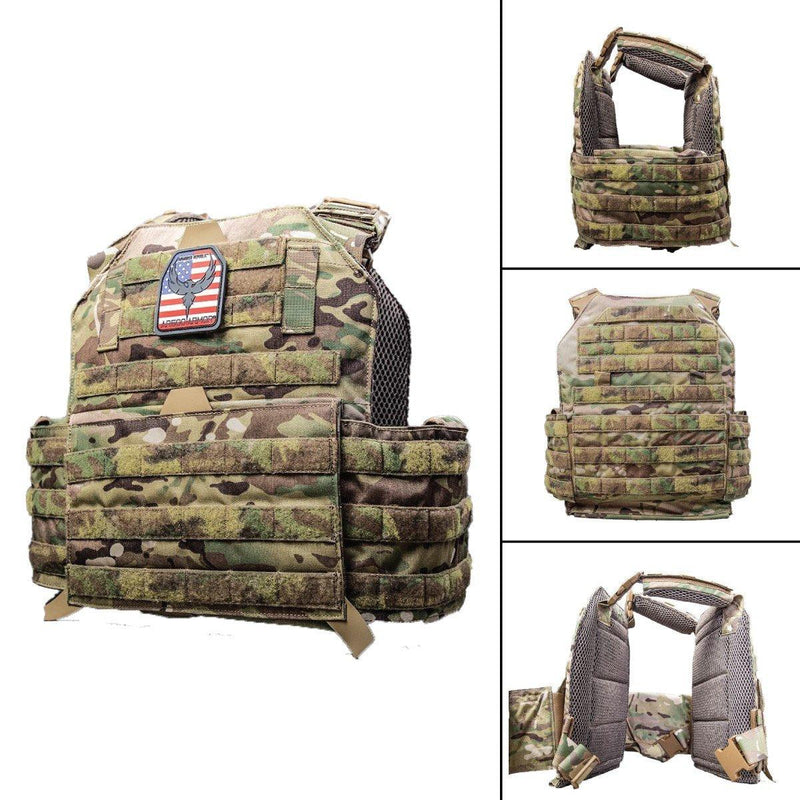 The AR500 Testudo plate carrier shown in images different views.