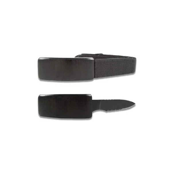 Hidden belt outlet knife