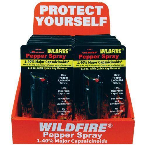 12) Wild Fire Black Hard-Case Pepper Sprays with Display SDP Inc 
