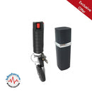 Personal protection option for women lipstick alarm with powerful key-chain pepper spray.