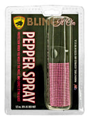 Packaging for mini pepper spray keychains.