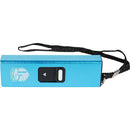 Color blue profile view of the slider mini stun gun for personal safety protection.