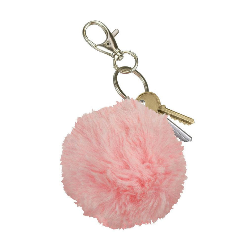 9 Units Pink Puff Furball Personal Alarm for Woman with Key-Chain