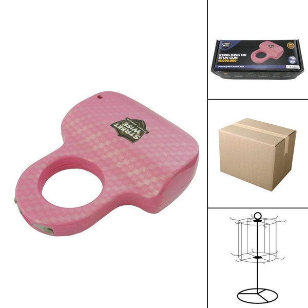 Bulk wholesale pricing for the Streetwise Security color pink HD Sting Ring stun gun for self defense protection.