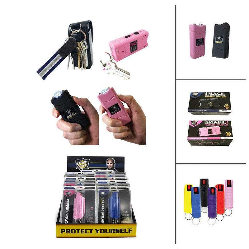 Smack stun guns and hardcase pepper sprays avaiable for bulk wholesale and discounted prices.