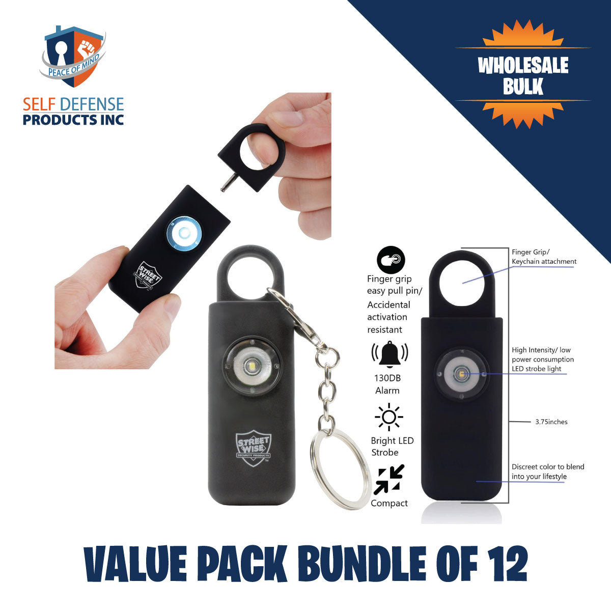 12 Units SOS Pull Pin Alarm w/ Strobe Light Value Pack Discounted Cost ...
