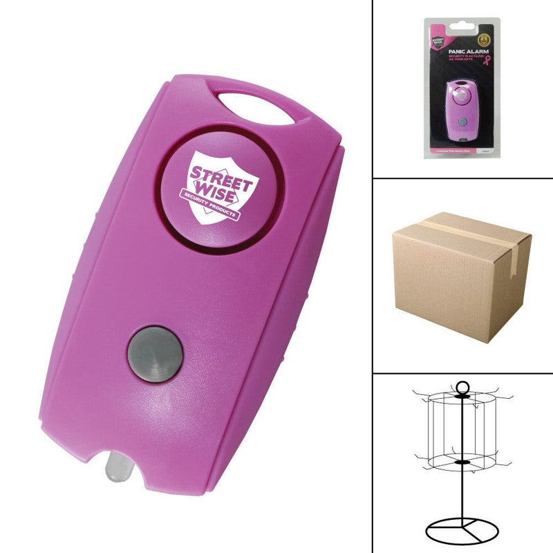 Bulk wholesale best low on line prices self defense products inc offers full case deals of pink personal alarms.